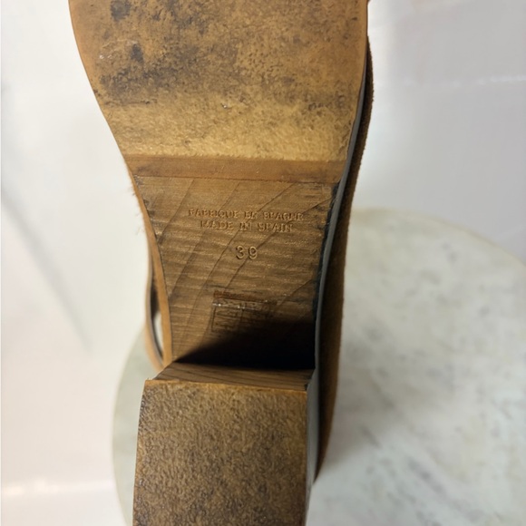 Free People Horizon Suede & Leather Block Heel Clog Bootie in Camel Size 39 - Picture 6 of 6